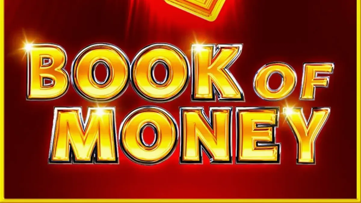 Tampilan visual slot Book of Money dengan simbol buah dan buku ajaib